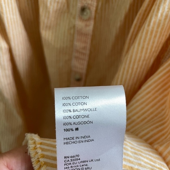 We the Free Striped Oxford Swing Tunic Size XS Oversized Cotton Button Up Orange - Picture 9 of 10